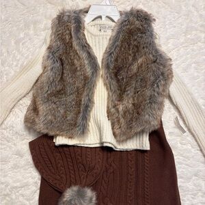 5T Rachel Zoe faux fur set with hat, skirt, vest, and sweater